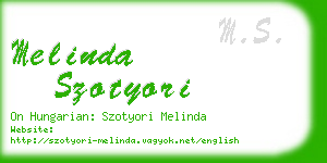 melinda szotyori business card